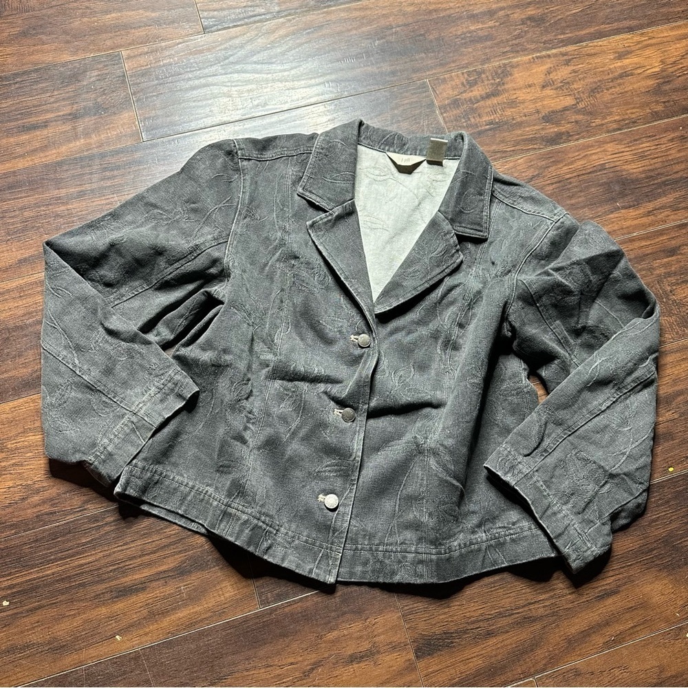 J. Jill Gray Denim Cropped Blazer Jacket